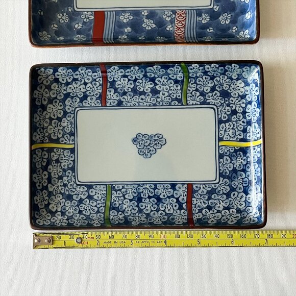 Vintage Japanese Arita Ware Porcelain Plates Set of 2 Sakura Floral Rectangular - Picture 11 of 11